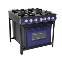 Fogão Profissional 4 Bocas Venâncio Linha Bravo Azul com Forno Br4bfaz