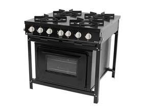 Fogão Profissional A Gás 4 Bocas Venâncio BR4BFPR Preto Com Forno