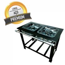 Fogão Profissional Industrial 2 Bocas com Chama Dupla Grelhas de 40x40 para Panelas Grandes Sebem