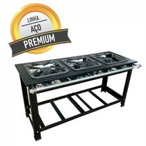 Fogão Profissional Industrial 3 Bocas com Chama Dupla Grelhas de 40x40 para Panelas Grandes Sebem