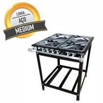 Fogão Profissional Industrial 4 Bocas com Chama Mista Dupla e Simples 30x30 para Panelas Grandes Sebem