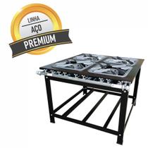 Fogão Profissional Industrial 4 Bocas com Grelhas de 30x30 para Panelas Grandes Sebem