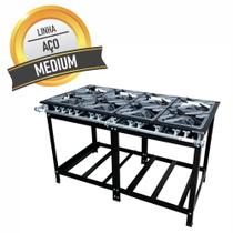 Fogão Profissional Industrial 8 Bocas com Chama Mista Dupla e Simples 30x30 para Panelas Grandes Sebem