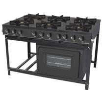 Fogão Profissional Venâncio 6 Bocas Linha Bravo com Forno Preto BR6BFPR