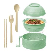 Fogão Ramen para micro-ondas MUUBOOX 950mL com tampa e utensílios verdes Fogão Ramen para micro-ondas MUUBOOX 950mL com tampa e utensílios verdes