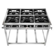 Fogão Serv Kenok 6 Bocas 3 Duplas Baixa Pressão FBSE6B.841