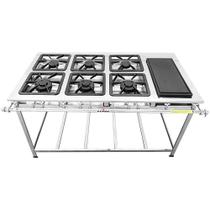 Fogão Serv Kenok Inox 6 Bocas 3 Duplas com Bifeteira Baixa Pressão FBSE6B.842