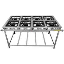Fogão Serv Kenok Inox 8 Bocas 4 Duplas Baixa Pressão FBSE8B.843