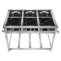 Fogão Super 40 Kenok 6 Bocas 3 Duplas Baixa Pressão FBSU6B.774