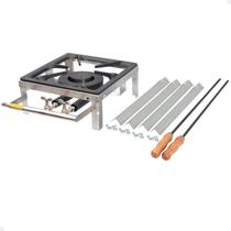 Fogareiro a Gás Inox Baixa Pressão para Bancada e Churrasqueira Guindani 40001101