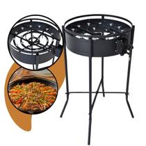 Fogareiro a Gás Triplo 24 Caulins Tripé Mangueira com Registro para Disco de Arado Chama Dupla Alta Pressão Dobrável Pesca Camping