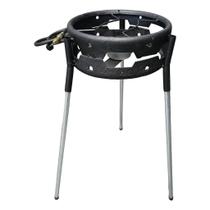 Fogareiro com Pé Alta Pressão + Regulador de Gás Para Cozinha Caipira, Tacho e Arado