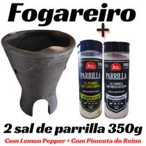 Fogareiro de Barro Cerâmica Grande Preto Cinza Rústico Para Carvão Lenha + Adicional (escolha o seu) - Artesanal