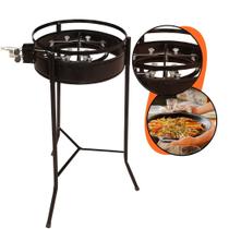 Fogareiro Duplo 12 Caulins Á Gás Para Disco Tripé Portátil Fogão Pés Articulado com Borda