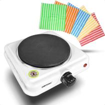 Fogareiro Elétrico Portátil 1 Boca 1000W 127V com Chapa Aquecimento Controle Temperatura 80 a 500C Kit 5 Panos Microfibra Fogareiro Elétrico Portátil 1 Boca 1000W 127V com Chapa Aquecimento Controle Temperatura 80 a 500C Kit 5 Panos Microfibra