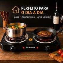 Fogareiro Elétrico Portátil 2 Bocas Preto 110 Volts Fogareiro Elétrico Portátil 2 Bocas Preto 110 Volts