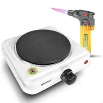 Fogareiro Elétrico Portátil 2000W 2 Bocas 127V com Maçarico Recarregável