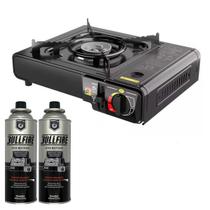 Fogareiro Fogão 1 Boca Portátil Camping Frontie Flex Preto + 2 Refil Fogareiro Fogão 1 Boca Portátil Camping Frontie Flex Preto + 2 Refil
