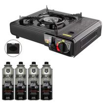 Fogareiro Fogão 1 Boca Portátil Camping Titanium Gourmet Preto + 2 Refil