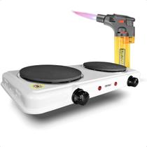 Fogareiro Fogão Cook Top Duas Bocas 127v Chapa Elétrico Portátil 2000w Com Maçarico Automático Isqueiro A Gás Fogareiro Fogão Cook Top Duas Bocas 127v Chapa Elétrico Portátil 2000w Com Maçarico Automático Isqueiro A Gás
