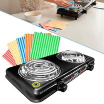 Fogareiro Fogão Cooktop Camping Elétrico 2 Bocas 220V Churrasco 2000W Portátil com Panos de Microfibra 5 Tipo Flanela Fogareiro Fogão Cooktop Camping Elétrico 2 Bocas 220V Churrasco 2000W Portátil com Panos de Microfibra 5 Tipo Flanela