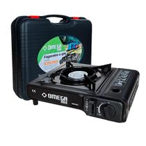 Fogareiro Fogão Portátil Gás Preto Acendimento Automático Acampamento Maleta e Adaptador