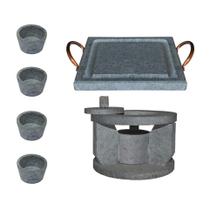 Fogareiro P Chapa Quadrada 20X20Cm E Molheiras Pedra Sabão