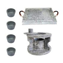 Fogareiro P Chapa Quadrada 20x20cm e Molheiras Pedra Sabão