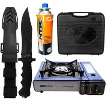 Fogareiro Portátil A Gás Camping Nautika + Faca Esportiva