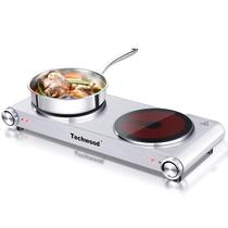 Fogões elétricos duplos Hot Plate Techwood 1800W Silver