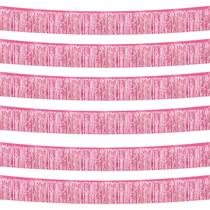 Foil Fringe Garland Metallic Tinsel Streamers, 10 pés, pacote com 6 unidades, rosa Foil Fringe Garland Metallic Tinsel Streamers, 10 pés, pacote com 6 unidades, rosa