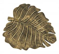 Folha Bandeja Grande Dourada de Resina 30 cm comprimento - Hp Decor