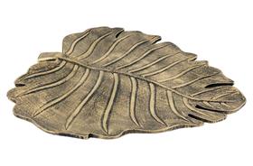 Folha Bandeja Grande Dourada de Resina 30 cm comprimento