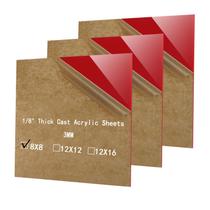 Folha de acrílico YMYKLB de 3 mm de espessura para corte a laser 30x30cm vermelha