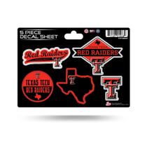 Folha de adesivos Rico Industries NCAA Texas Tech Red Raiders x5