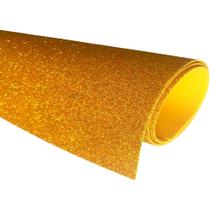 Folha de Borracha Eva Com Glitter 60x40 Para Atividade Escolar Dourado