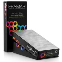 Folha de cabelo FRAMAR 5x12cm prateada em relevo, pré-cortada, 500 folhas