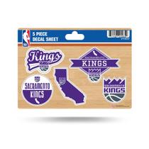Folha de decalques Rico Industries NBA Sacramento Kings de 5 peças