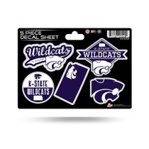Folha de decalques Rico Industries NCAA Kansas State Wildcats x5