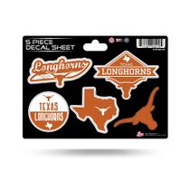 Folha de decalques Rico Industries NCAA Texas Longhorns de 5 peças Folha de decalques Rico Industries NCAA Texas Longhorns de 5 peças