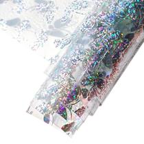 Folha de material sintético PVC transparente com borboletas 30 x 135 cm Folha de material sintético PVC transparente com borboletas 30 x 135 cm