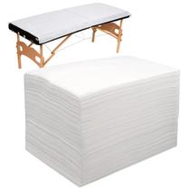 Folha de mesa de massagem descartável, 100 unidades, impermeável, branca