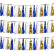 Folha de ouro branco azul marinho Tassel Garland Hysilla 9m Folha de ouro branco azul marinho Tassel Garland Hysilla 9m