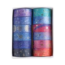 Folha De Ouro Galáxia Washi Fita 12 Rolos Lua Celestial Estrelas Constelação Diy Fita De Papel