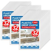 Folha de plástico Drop Cloth NUITPY de 9 x 12 pés para pintura de 32 unidades