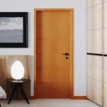 Folha de Porta de Madeira 210x80cm Espessura 3,5cm Mso Eucaplac Frisada Residence Eucatex Nogal Mel