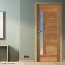 Folha de Porta de Madeira Maciça Tauari 210x62x3,3 Réguas Horizontais Vidro Lateral Jomadi Folha de Porta de Madeira Maciça Tauari 210x62x3,3 Réguas Horizontais Vidro Lateral Jomadi