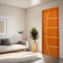 Folha de Porta em Madeira Frisada 2 210x90x3,5cm Gitale Portas Marrom/Mogno
