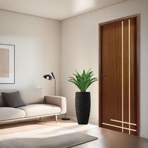 Folha de Porta em Madeira Frisada 5 210x80x3,5cm Gitale Portas Marrom/Mogno