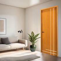 Folha de Porta em Madeira Frisada 5 210x90x3,5cm Gitale Portas Amarelo/Cerejeira Folha de Porta em Madeira Frisada 5 210x90x3,5cm Gitale Portas Amarelo/Cerejeira